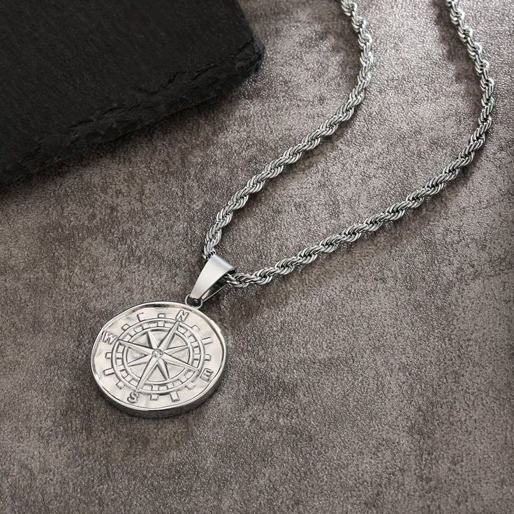 Compass Rose & Rope Chain Necklace